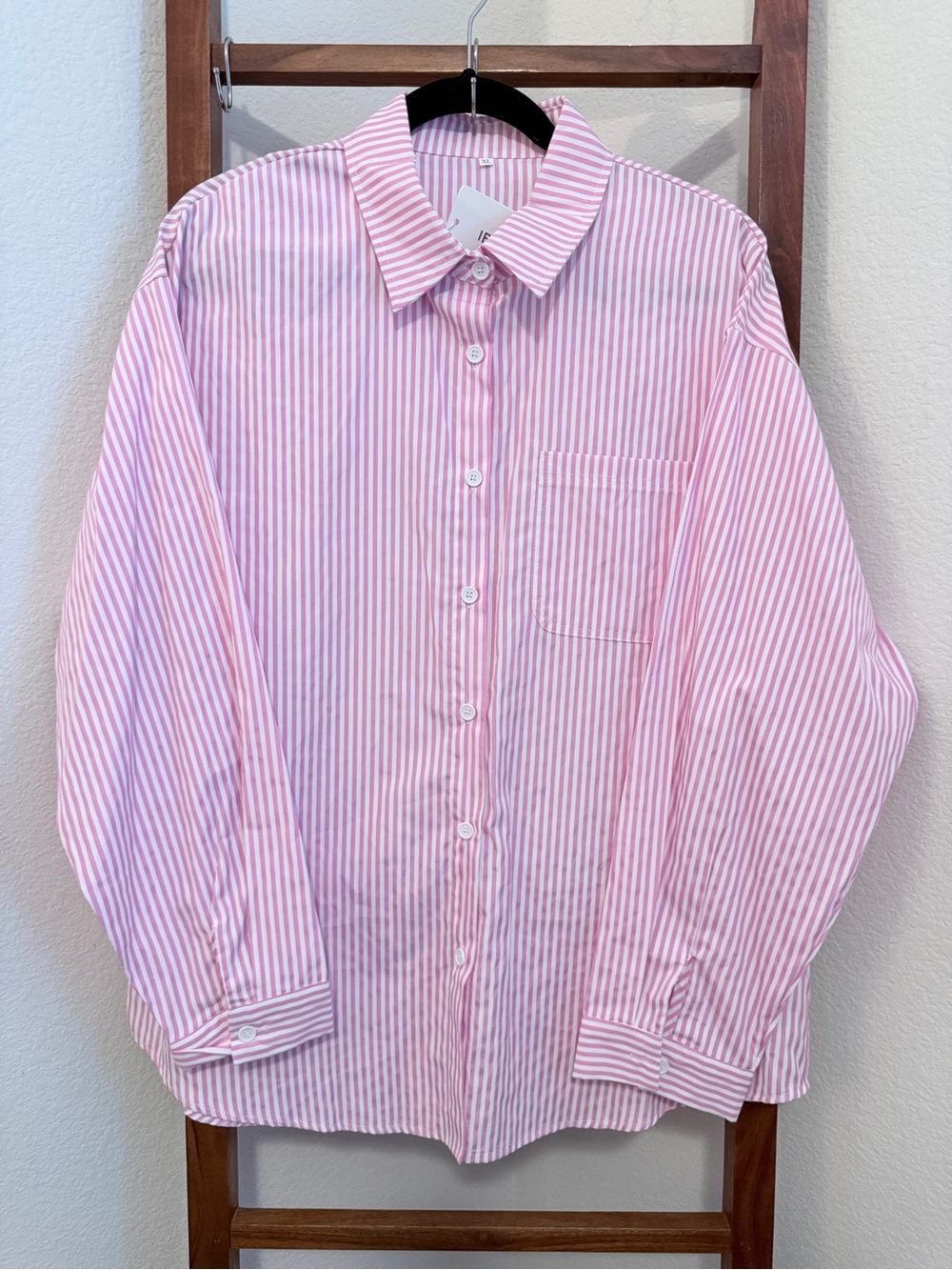 Women's Pink Striped Button-Down Shirt